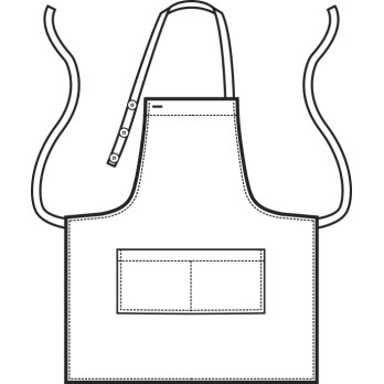 Tablier avec bavette en corde effet jute, en noir ou en brun foncé.