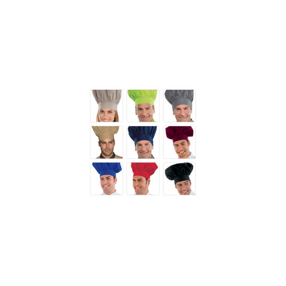 Classic solid color adjustable chef's hat available in 12 colors. Discover them now.