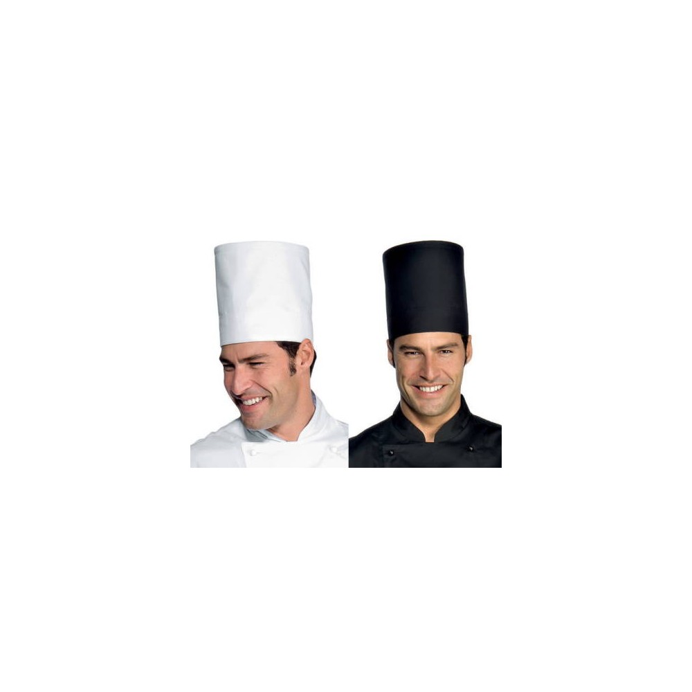 Black or White Tubular Chef Hat 20 cm Washable Adjustable