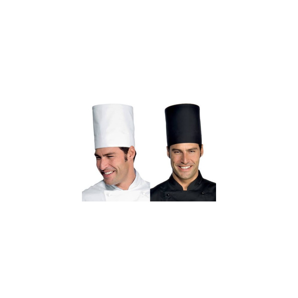 Cappello Da Cuoco Nero o Bianco Tubolare 20 Cm Lavabile Regolabile Elite