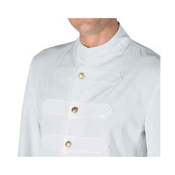 Chaqueta coreana blanca con alamares para hombres, uniforme de hoteles, restaurantes y hoteles.