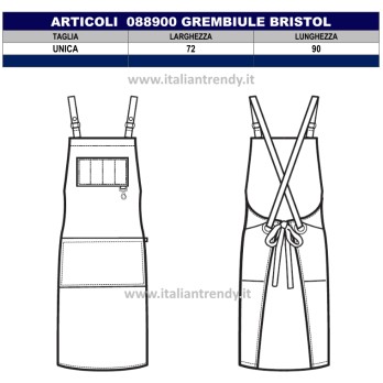 Apron Bib Unisex in Denim and Black Denim. Leather Inserts