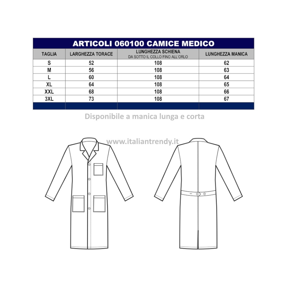 CAMICE MEDICO BIANCO CM 110 3XL M L M M-Isacco-0601P-060100-0