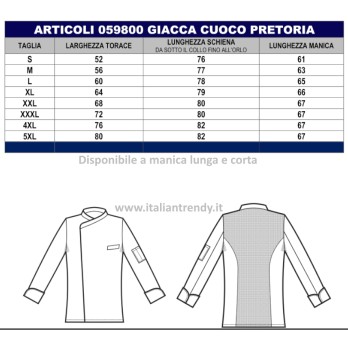 Giacca Cuoco Nera Super Leggera Retro Schiena In Retina 3XL 4XL 5XL