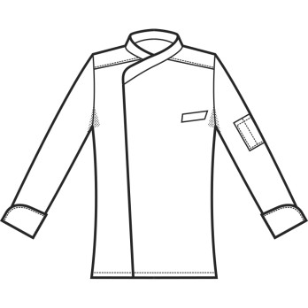 Veste de chef cuisinier noire à boutons pression et fermeture latérale en taille 3XL, 4XL, 5XL.