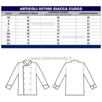 Kochjacke Weiß aus doppeltreihiger Baumwolle mit schwarzen oder roten Profilen in ML MM.