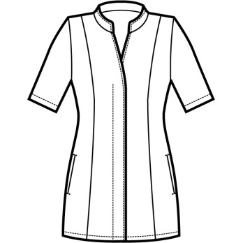 Korean Women's Tunic in White or Black with Half-Sleeve Slim Extra Profiles in 6 Colors