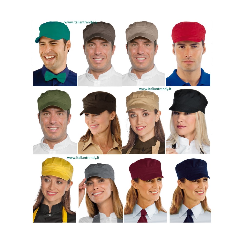 Cappello Con Visiera da Cameriere per Bar Gelateria Creperia Uomo Donna 14 Colori 195 Mix