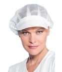 Cuffia Cappellino Bianco Donna In Rete Con Visiera Frontale Alimentare 081010