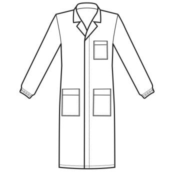 Blouse médicale légère pour homme, courte, blanche avec des boutons automatiques.