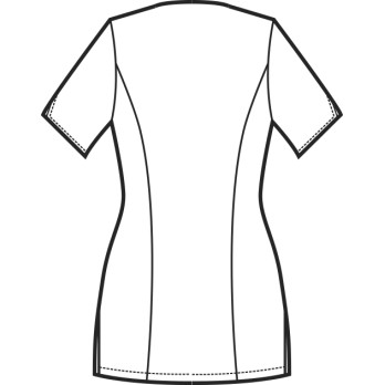 Blouse de travail. Blanc en coton pour femme, manches courtes évasées.