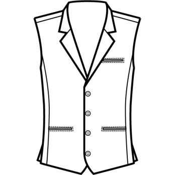 Gilet noir élégant pour homme avec revers et boutons argentés. Commandez maintenant.