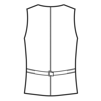 Gilet élégant de travail pour homme, noir, à haute fermeture et légèrement long.