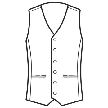 Elegant Black Work Vest for Men, High Fastening, Slightly Long