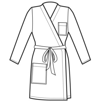 Schwarzer Kimono für Damen für Kosmetikerinnen im Wellnesscenter. Super Dry, gegen Flecken.