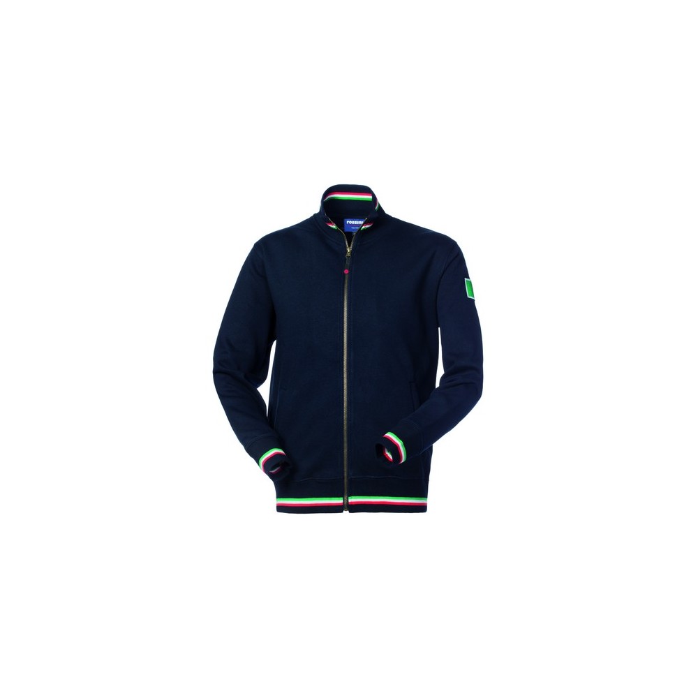 Felpa Con Collo Alto A Giubbino Aperta Con Zip e Bordi Tricolore Felpa New Narvik-HH184014XL-0