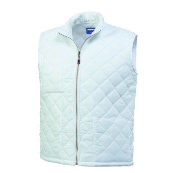 Gilet Ortisei-HH29902L-0 Gilet Zip Bianco Invernale Trapuntato Rombi Nylon E Pile