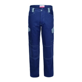 Pantalone Tecnico Blu Scuro e Grigio In Cotone Per Officina Con Elastico Vita Pantalone SerioTech-A0022580L-0