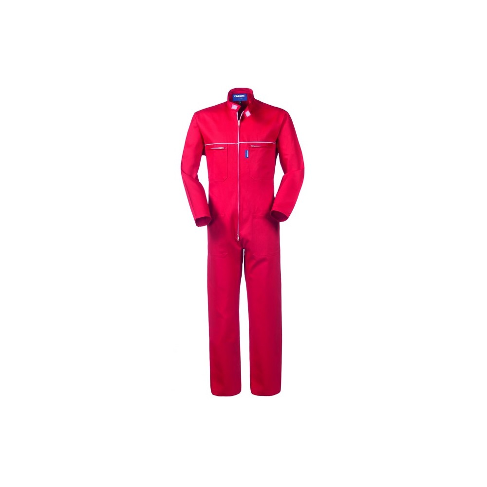 Red Ferrari Work Jumpsuit with Mandarin Collar for Mechanics and Tire Fitters