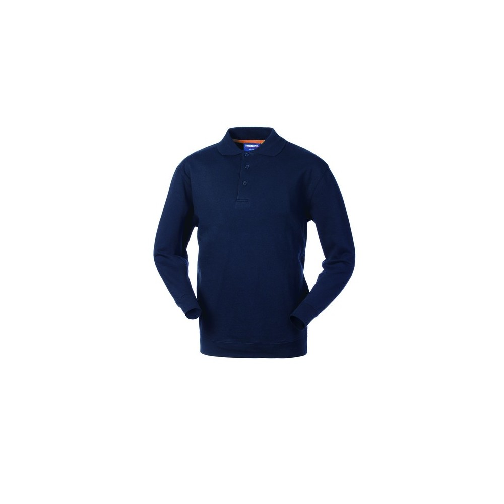 Felpa Blu Con Colletto A Polo In Cotone Peso Medio 280gr Felpa Tokyo collo polo-HH10701L-0