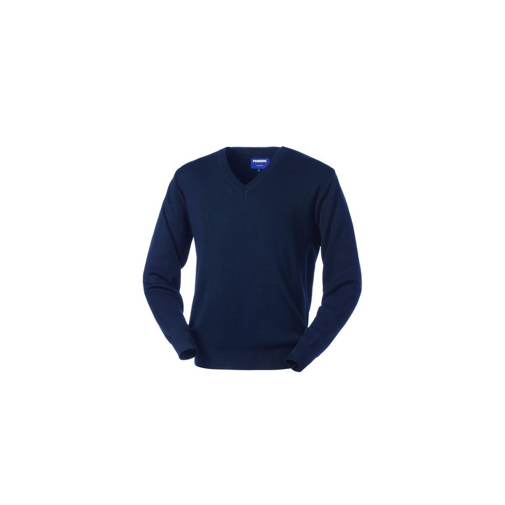 Maglione Blu da Uomo Scollo a V Da Lavoro In Una Robusta Lana Mix Maglione Lagos collo a V-HH05001L-0