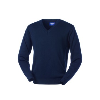 Maglione Blu da Uomo Scollo a V Da Lavoro In Una Robusta Lana Mix Maglione Lagos collo a V-HH05001L-0