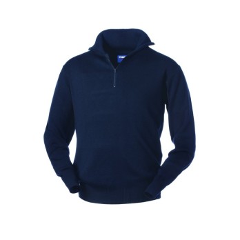 Maglione Uomo Blu Dolcevita con Cerniera In Un Robusto Misto Lana Maglione Dubai dolcevita con zip-HH05301L-0