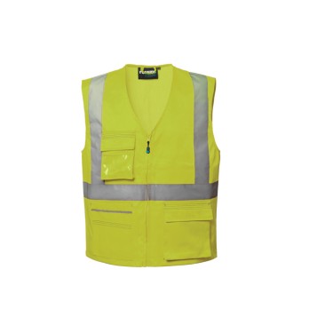 Gilet Giallo o Arancio ad Alta Visibilità, Rifrangente, Ottimo per Cantieri o Lavori Stradali Ken Hi-Vis-HH229