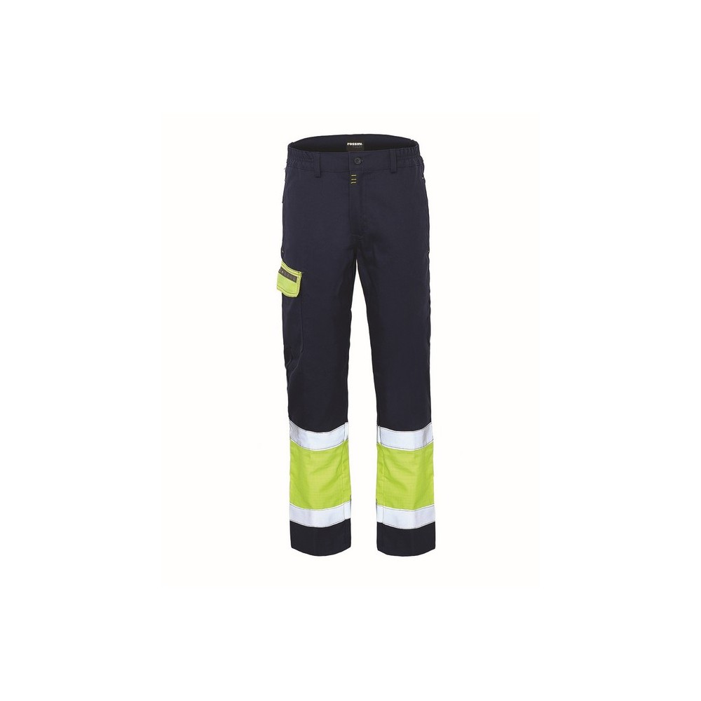 Pantalone da Cantiere Blu e Giallo Fluo ad alta visibilità Trivalente