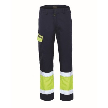 Pantalone da Cantiere Blu e Giallo Fluo ad alta visibilità Trivalente