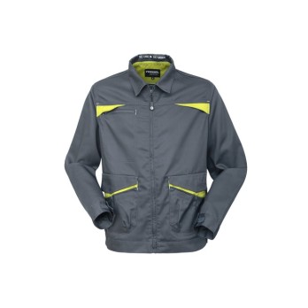 Veste de travail avec poches à compartiments multiples et fermeture éclair centrale en polyester recyclé et coton A1023012M-0