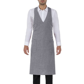 Long Gray Reno Apron with Bib and V-neck for Bar and Pub Waiters Q1HX0130 Italiantrendy