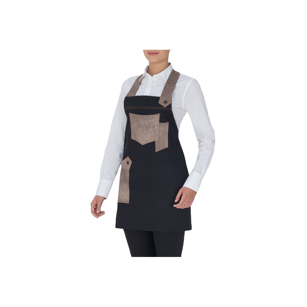 Luna Apron with Cotton Bib and Alcantara and Black Jeans Inserts Q1HX0138 Italiantrendy