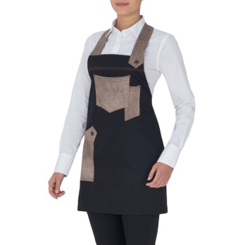 Luna Apron with Cotton Bib and Alcantara and Black Jeans Inserts Q1HX0138 Italiantrendy