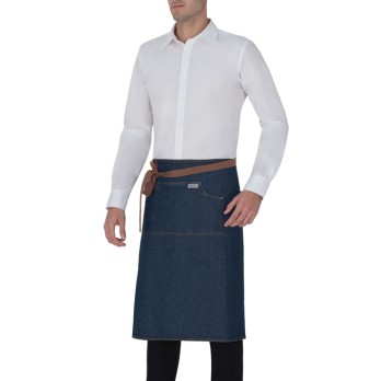 Shannon denim apron with contrasting stitching, cotton, urban design - Q1HX0142 Italiantrendy.