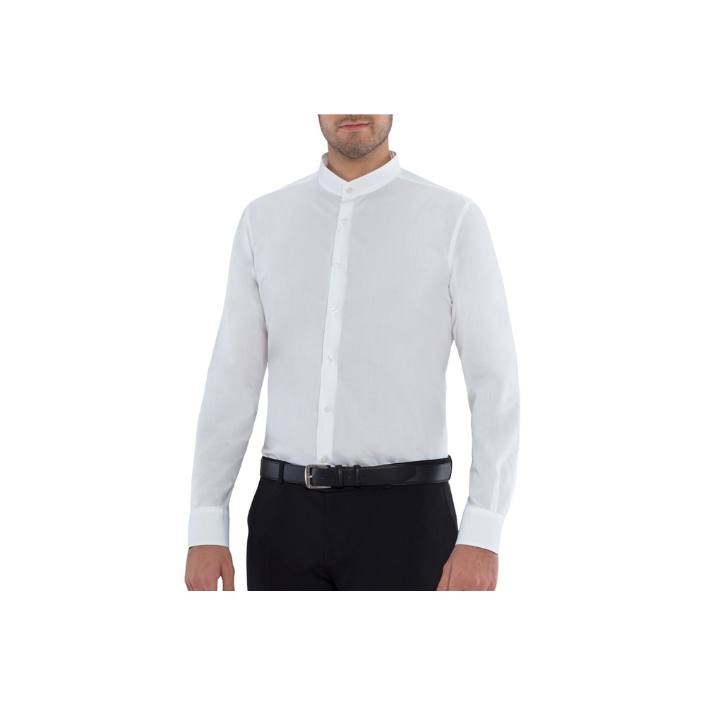 Men's White Korean Style Shirt Professional Uniform for Catering and Hospitality Sector Novak-Q1NX0164 Size 3XL