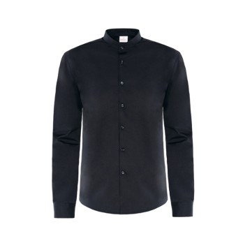 Chemise pour homme col Mao noire, uniforme professionnel pour la restauration et l'hôtellerie, modèle Novak Q1NX0164, taille M, 