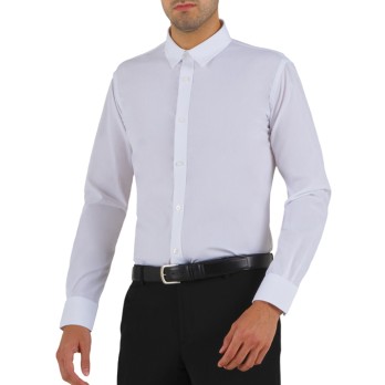 White Slim Fit Men's Shirt with Work Uniform Division for Bars, Pubs, Restaurants prince Q1NX0166 Size 3XL Italiantrendy