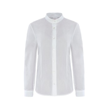 Women's Korean-style White Professional Divided Shirt for Catering and Hospitality Q1NX0165 Size 3XL Italian Trendy