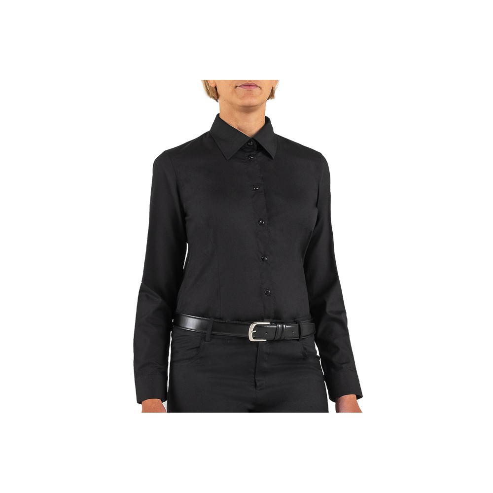 Camisa de mujer negra Slim Fit Fara, uniforme de trabajo para bares, pubs, restaurantes Q1NX0168 Italiantrendy.