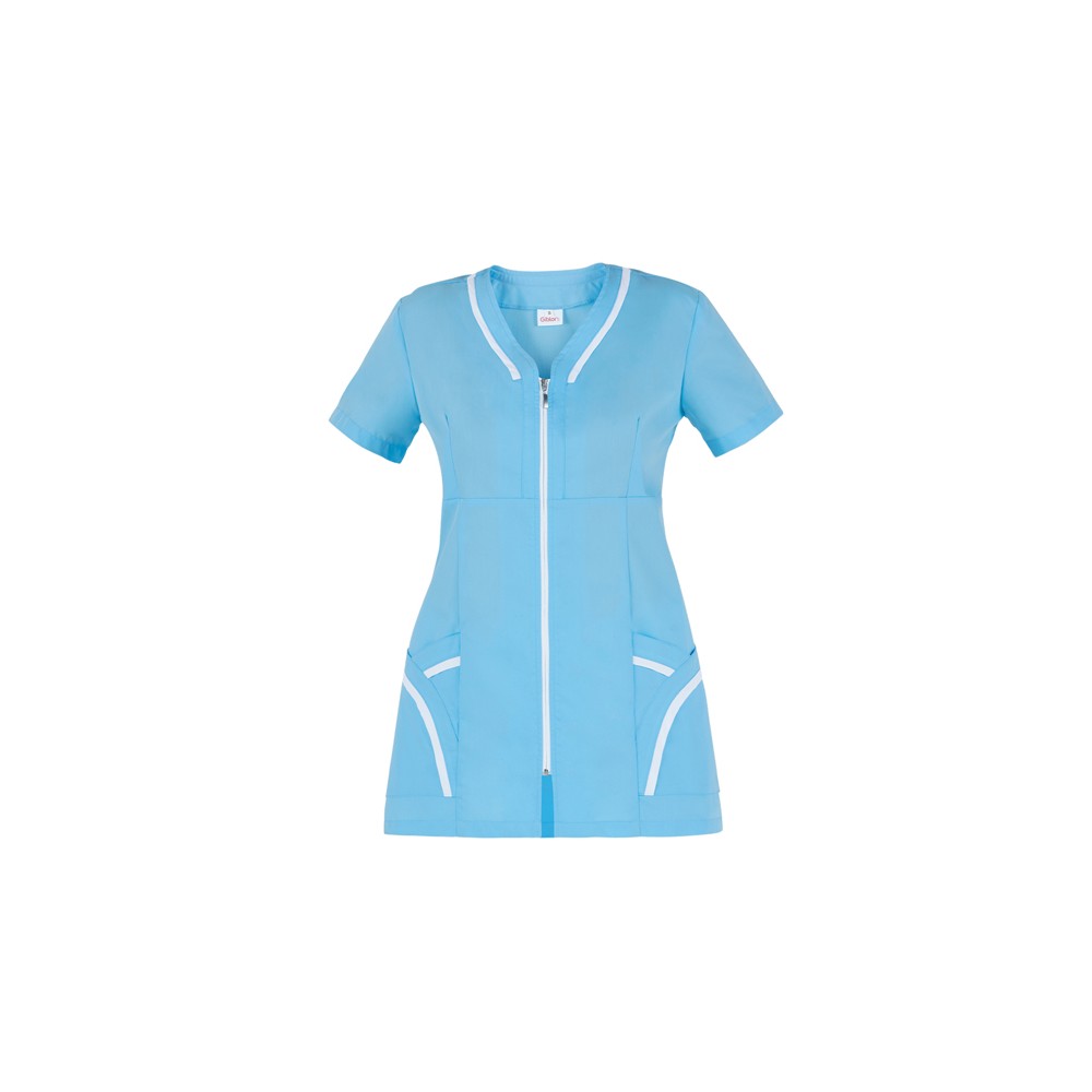 Women's Light Blue V-Neck Half-Sleeve Tunic for Ho.Re.Ca. and Wellness Sector Altea Q9K00227 italian trendy