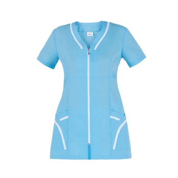 Women's Light Blue V-Neck Half-Sleeve Tunic for Ho.Re.Ca. and Wellness Sector Altea Q9K00227 italian trendy