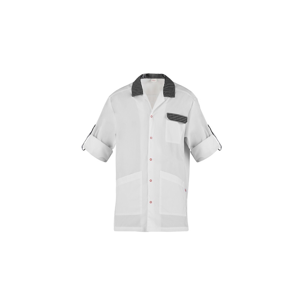 Casaca blanca de hombre con inserciones a contraste, mangas largas reversibles, uniforme ligero de trabajo Ricky de Italian Tren