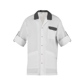 Casaca blanca de hombre con inserciones a contraste, mangas largas reversibles, uniforme ligero de trabajo Ricky de Italian Tren