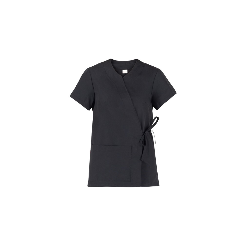 Black Kimono Style Women's Tunic for Wellness and Beauty Center with Short Sleeves