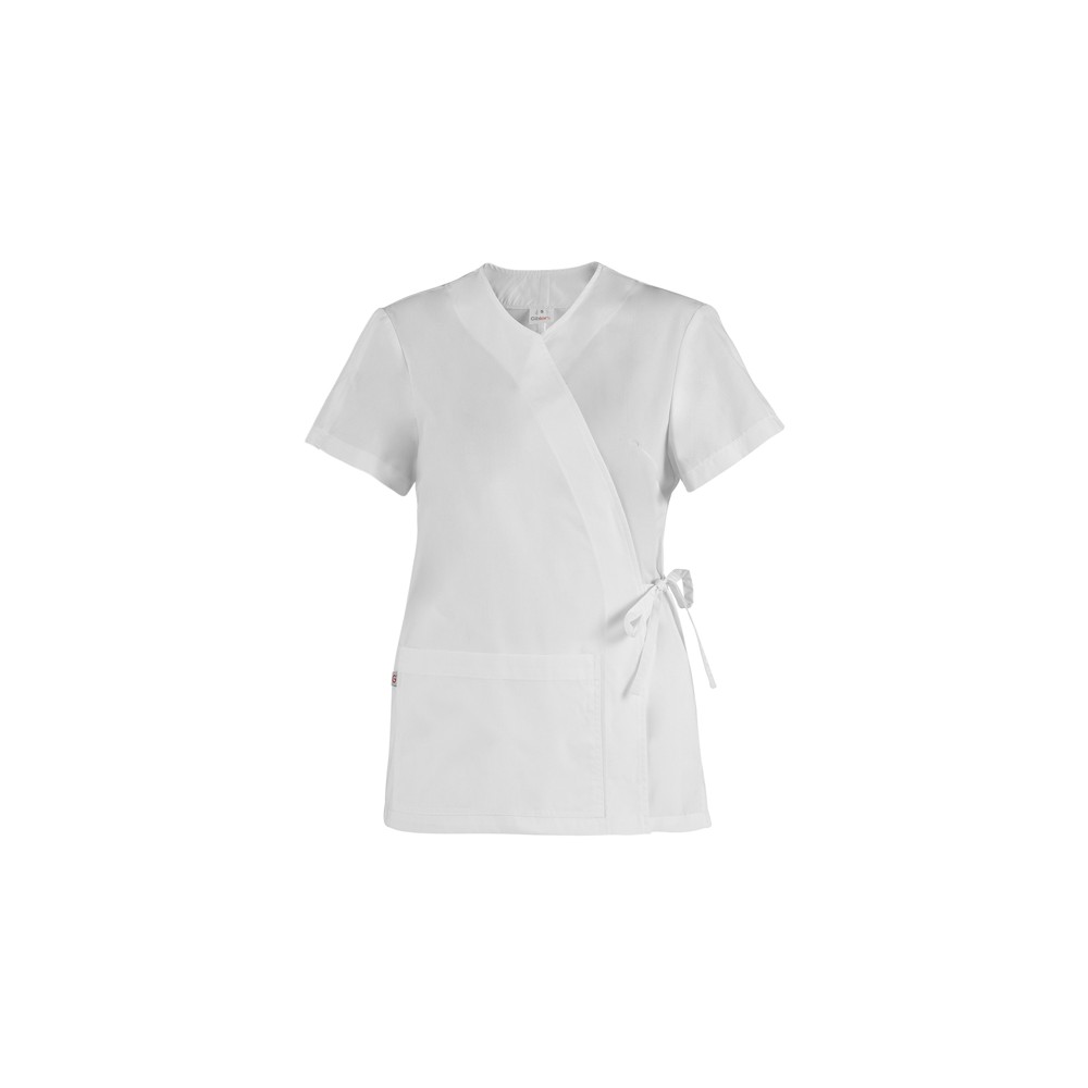 Women's White Kimono Tunic for Wellness and Beauty Center with Short Sleeves