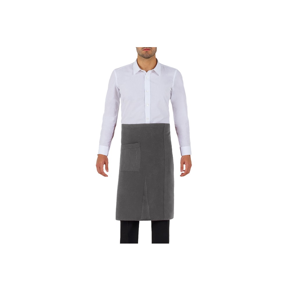 Long Gray Pinstriped Waist Apron for Bar Waiters, Restaurant Rodano Q1HX0136 Italian Trendy