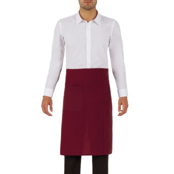 Long Waist Apron Pinstriped Bordeaux for Bar Waiter, Rodano Restaurant Q1HX0136 ItalianTrendy