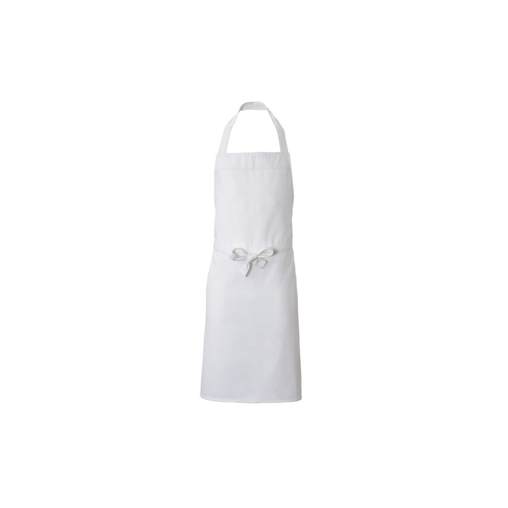 White Chef's Apron or Kitchen Bib Apron with Front Pocket in Cotton 70 x 85