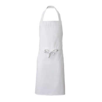 White Chef's Apron or Kitchen Bib Apron with Front Pocket in Cotton 70 x 85